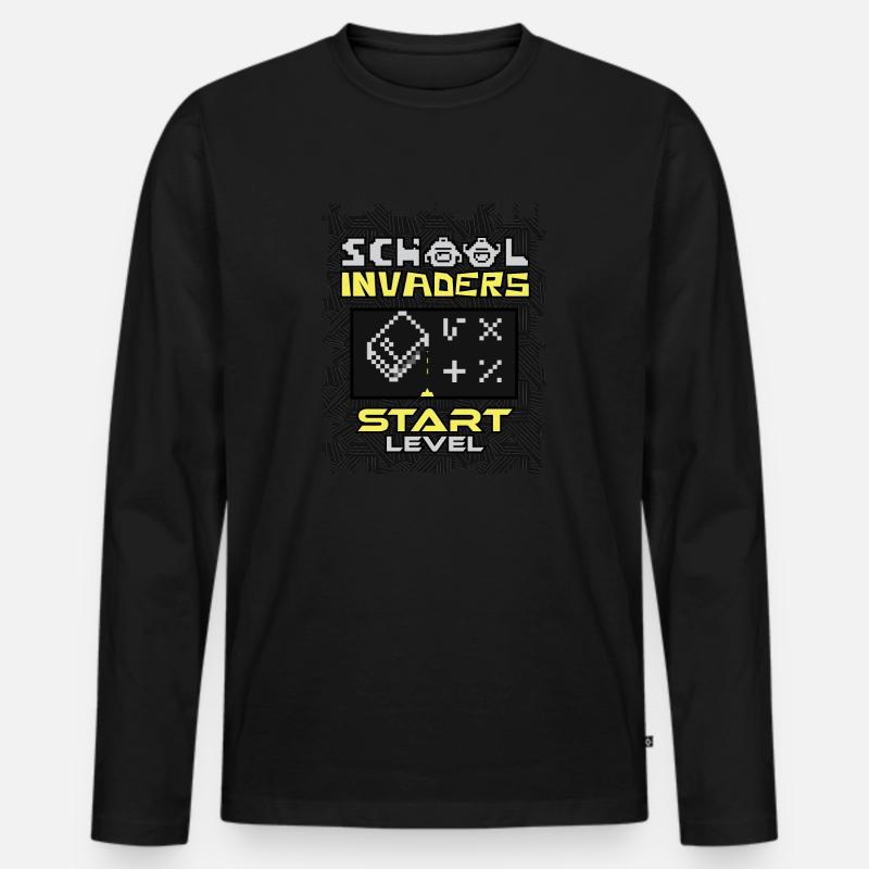 School Invaders - Schule und Schulanfang - Männer Premium Bio Langarmshirt - Schwarz