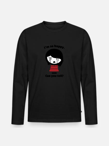 I'm so happy… can you tell? | Girls Emo clothes |e - Men's Premium Organic Long Sleeve Shirt - black