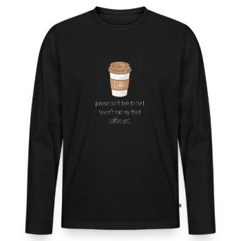 Coffee - Men's Premium Organic Long Sleeve Shirt - black - Front - Nico (187cm)