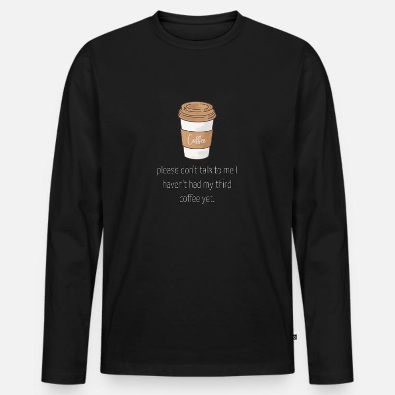 Kaffee - Männer Premium Bio Langarmshirt - Schwarz