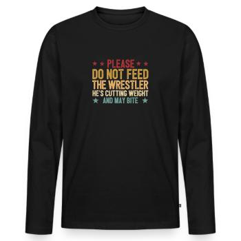 Drôle de fan de lutte s’il vous plaît nourrir - T-shirt manches longues Premium bio Homme - noir - Devant - Nico (187cm)