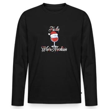 Weihnachten Weihnachtsmann Wein Geschenk Design - Männer Premium Bio Langarmshirt - Schwarz - Vorne - Nico (187cm)