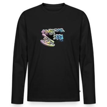 Génial depuis 1991. Kayak, kayakiste. Graffiti - T-shirt manches longues Premium bio Homme - noir - Devant - Nico (187cm)