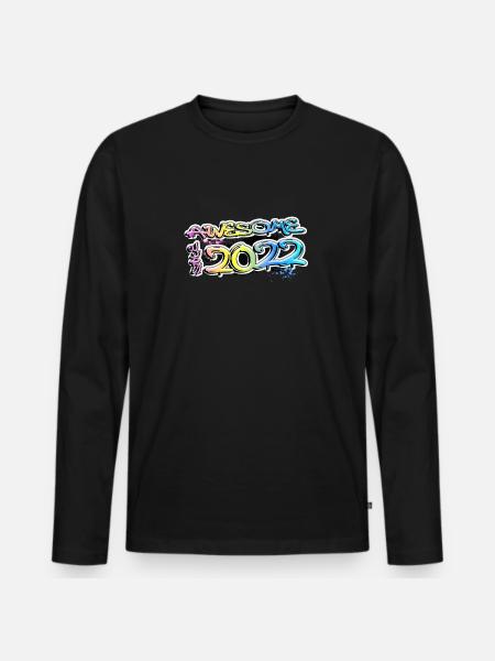 Awesome since 2022 Graffiti Motif - Men's Premium Organic Long Sleeve Shirt - black