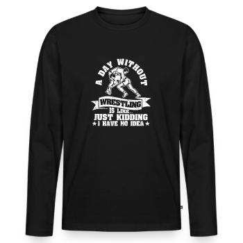 Une journée sans lutte est comme une blague, dont on parle - T-shirt manches longues Premium bio Homme - noir - Devant - Nico (187cm)