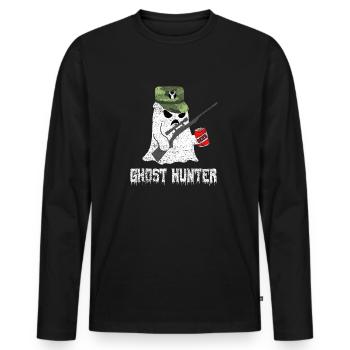 Spooky Ghost Hunter - Men's Premium Organic Long Sleeve Shirt - black - Front - Nico (187cm)