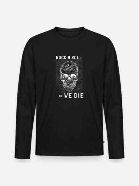 Rock N Roll Skull - Men's Premium Organic Long Sleeve Shirt - black