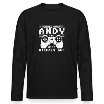 Andy Gaming Konsole PC Gamer Geschenk - Männer Premium Bio Langarmshirt - Schwarz - Vorne - Nico (187cm)