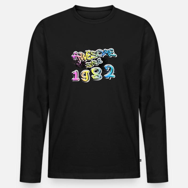 Awesome since 1982 Graffiti Motiv - Männer Premium Bio Langarmshirt - Schwarz