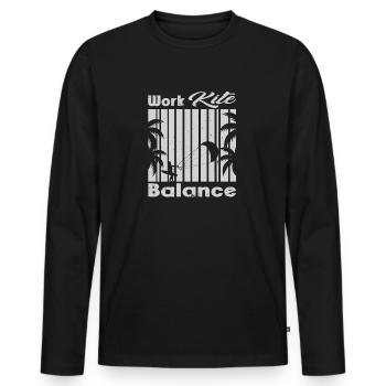 Work Kite Balance. Lifestyle Vintage Design, Work - Männer Premium Bio Langarmshirt - Schwarz - Vorne - Nico (187cm)