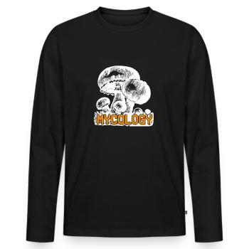 Mycology Retro Fungus Mycology Lover T-Shirt - T-shirt manches longues Premium bio Homme - noir - Devant - Nico (187cm)