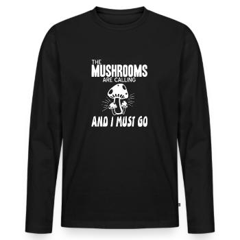 Les champignons appellent et je dois aller drôle de mycologie - T-shirt manches longues Premium bio Homme - noir - Devant - Nico (187cm)