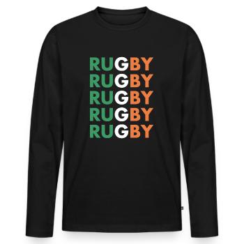 Rugby Rugby Rugby Rugby Rugby Ireland Rugby - Men's Premium Organic Long Sleeve Shirt - black - Front - Nico (187cm)