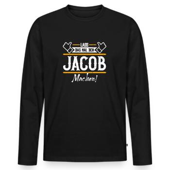 Jacob Geschenkidee Geschenk Geburtstag - Männer Premium Bio Langarmshirt - Schwarz - Vorne - Nico (187cm)