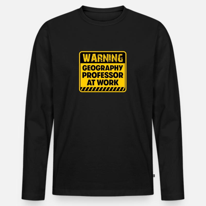 Geographie-Professor bei der Arbeit - Männer Premium Bio Langarmshirt - Schwarz