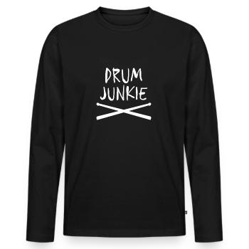 Drum Junkie Drumsticks Schlagzeuger Geschenkidee - Männer Premium Bio Langarmshirt - Schwarz - Vorne - Nico (187cm)