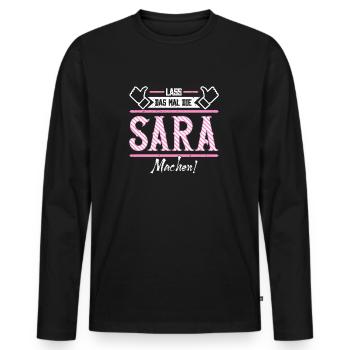 Sara Geschenkidee Geschenk Geburtstag - Männer Premium Bio Langarmshirt - Schwarz - Vorne - Nico (187cm)