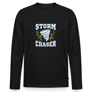 Storm Chaser Meteorologist Meteorology - Men's Premium Organic Long Sleeve Shirt - black - Front - Nico (187cm)