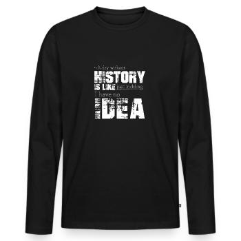Geschichte - Männer Premium Bio Langarmshirt - Schwarz - Vorne - Nico (187cm)
