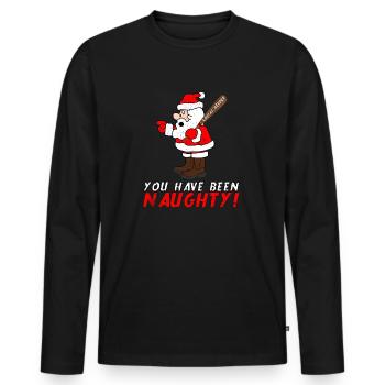 You Have Been Naughty Funny Santa Claus - Men's Premium Organic Long Sleeve Shirt - black - Front - Nico (187cm)
