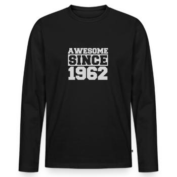 Génial depuis 1962 - T-shirt manches longues Premium bio Homme - noir - Devant - Nico (187cm)