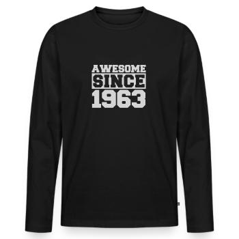 Awesome since 1963 - Männer Premium Bio Langarmshirt - Schwarz - Vorne - Nico (187cm)