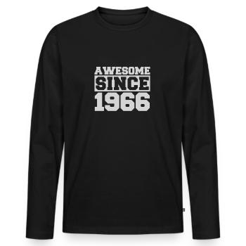 Awesome since 1966 - Männer Premium Bio Langarmshirt - Schwarz - Vorne - Nico (187cm)