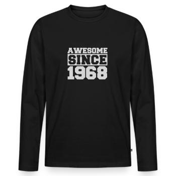Awesome since 1968 - Männer Premium Bio Langarmshirt - Schwarz - Vorne - Nico (187cm)