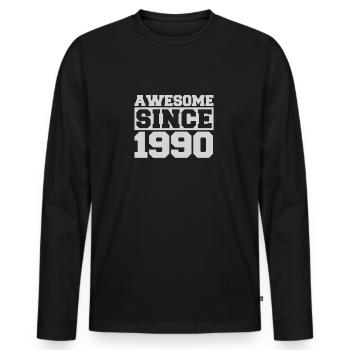 Awesome since 1990 - Men's Premium Organic Long Sleeve Shirt - black - Front - Nico (187cm)