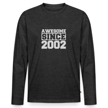 Awesome since 2002 - Männer Premium Bio Langarmshirt - Anthrazit meliert - Vorne - Nico (187cm)