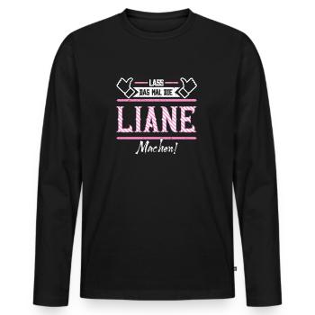 Liane Geschenkidee Geschenk Geburtstag - Männer Premium Bio Langarmshirt - Schwarz - Vorne - Nico (187cm)