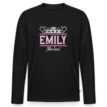 Emily Geschenkidee Geschenk Geburtstag - Männer Premium Bio Langarmshirt - Schwarz - Vorne - Nico (187cm)