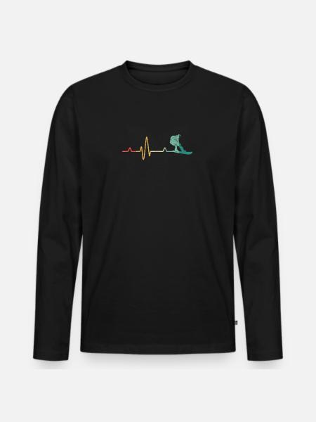 Snowboard Pulse Snowboarder Mountains Snowboarding - Men's Premium Organic Long Sleeve Shirt - black