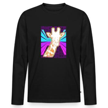 Awesome Giraffe Lover Vapor Wave Designs - Men's Premium Organic Long Sleeve Shirt - black - Front - Nico (187cm)