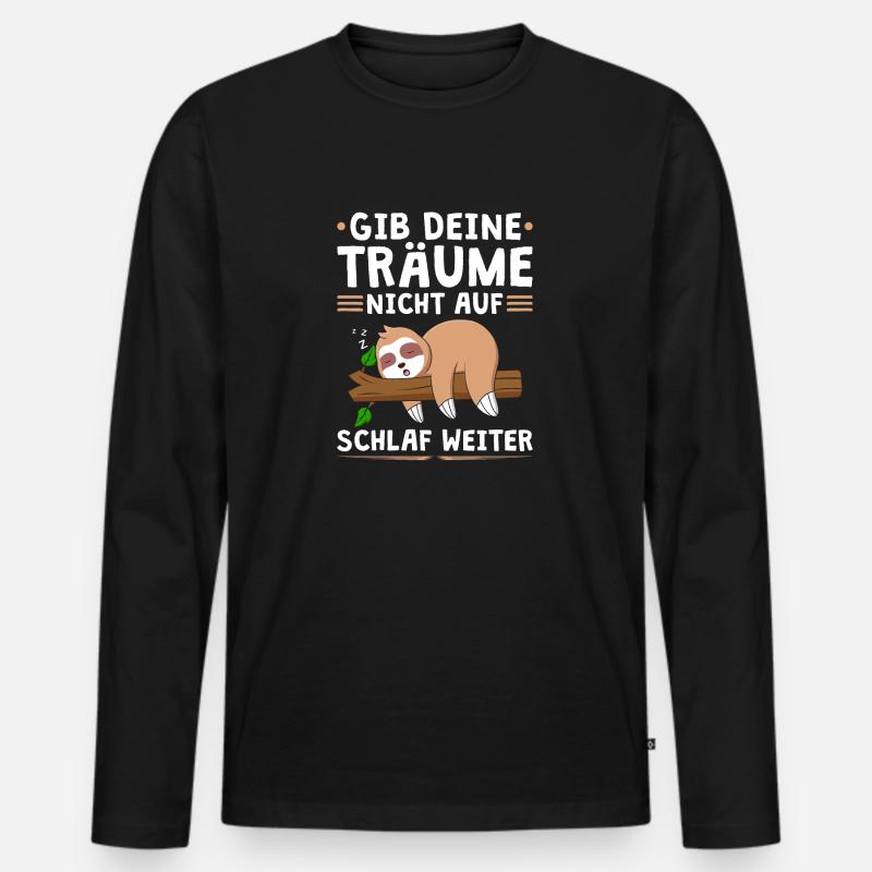 Faultier Schlaf Weiter Sloth Langschläfer - Männer Premium Bio Langarmshirt - Schwarz