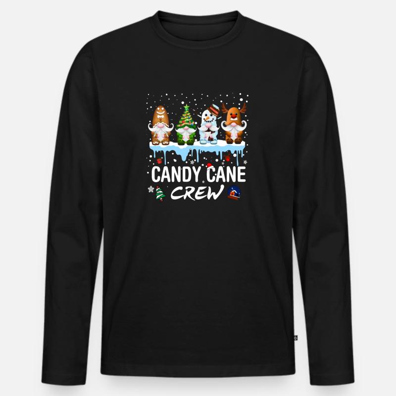 Candy Cane Crew - Männer Premium Bio Langarmshirt - Schwarz