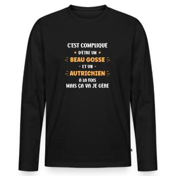 Beau gosse autrichien - T-shirt manches longues Premium bio Homme - noir - Devant - Nico (187cm)