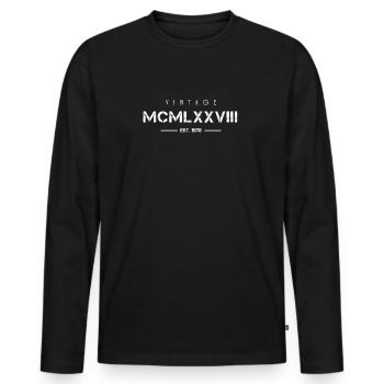 Vintage Born In 1978 Roman Numerals 44th - Men's Premium Organic Long Sleeve Shirt - black - Front - Nico (187cm)