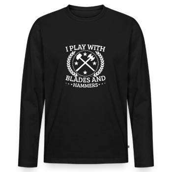 Je joue avec Blades And Hammers Cadeau de forge - T-shirt manches longues Premium bio Homme - noir - Devant - Nico (187cm)