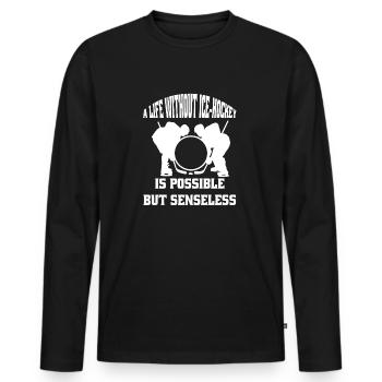 Eishockey Geschenk Wintersport Eishockeyteam - Männer Premium Bio Langarmshirt - Schwarz - Vorne - Nico (187cm)