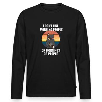 ich mag nicht - Morgenmuffel lustige Tshirt Spruch - Männer Premium Bio Langarmshirt - Schwarz - Vorne - Nico (187cm)