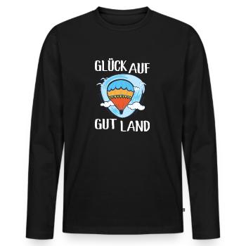 Ballonfahrer Glück Auf Gut Land Heissluftballon - Männer Premium Bio Langarmshirt - Schwarz - Vorne - Nico (187cm)
