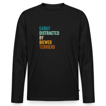 Easily Distracted By Biewer Terriers - Men's Premium Organic Long Sleeve Shirt - black - Front - Nico (187cm)