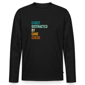 Facilement distrait par Cane Corso - T-shirt manches longues Premium bio Homme - noir - Devant - Nico (187cm)