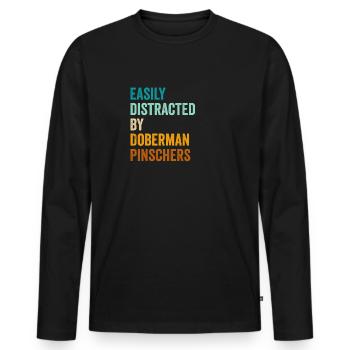 Facilement distrait par Doberman Pinschers - T-shirt manches longues Premium bio Homme - noir - Devant - Nico (187cm)