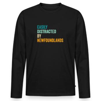 Easily Distracted By Newfoundlands - Men's Premium Organic Long Sleeve Shirt - black - Front - Nico (187cm)