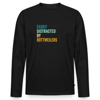Easily Distracted By Rottweilers - Men's Premium Organic Long Sleeve Shirt - black - Front - Nico (187cm)