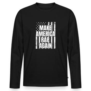Make America Rap Again Patriotic USA Flag - T-shirt manches longues Premium bio Homme - noir - Devant - Nico (187cm)
