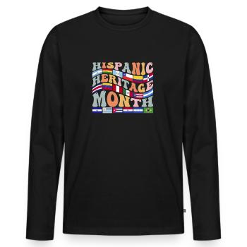 National Hispanic Heritage Month Latin Flags - Men's Premium Organic Long Sleeve Shirt - black - Front - Nico (187cm)