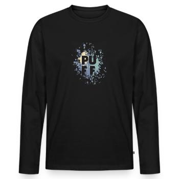 Geiler Puff Farbspritzer - Männer Premium Bio Langarmshirt - Schwarz - Vorne - Nico (187cm)